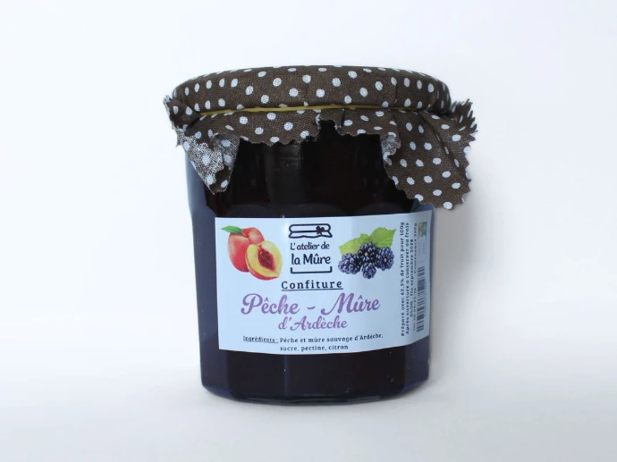Confiture Extra 350g - Pêche et Mûre sauvage d'Ardèche