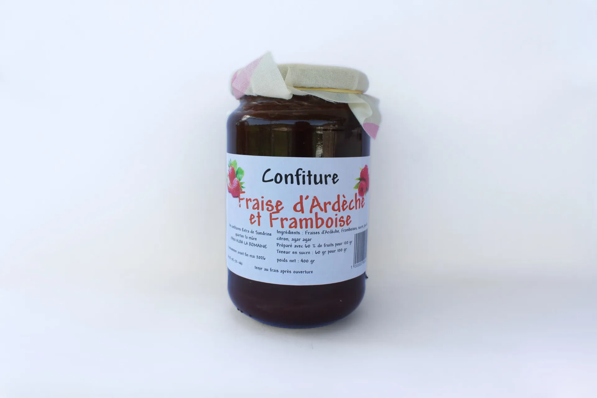 Confiture Extra Fraise et Framboise d'Ardèche - 350 g