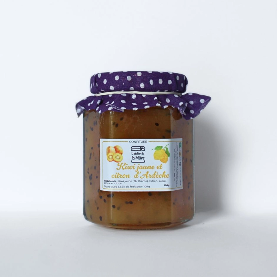 Confiture Extra Kiwi Jaune d'Ardèche au Citron - 100 g