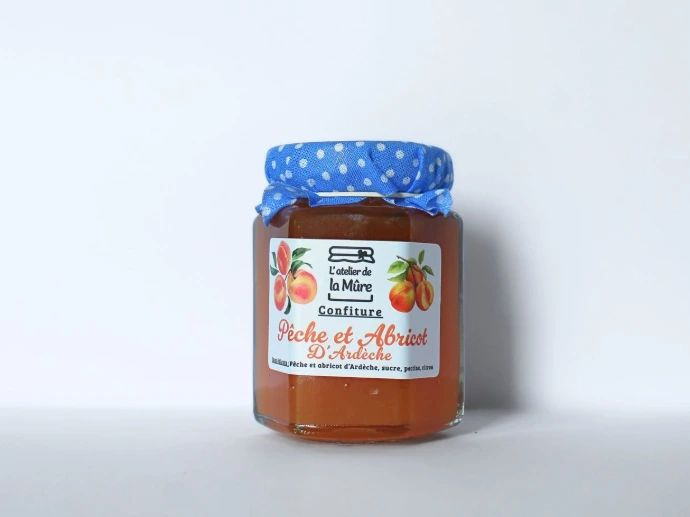 [114] Confiture Extra 100g - Pêche et Abricot d'Ardèche