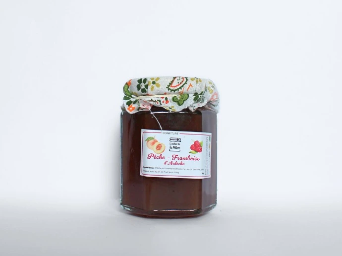 [121] Confiture Extra 100g - Pêche et Framboise d'Ardèche