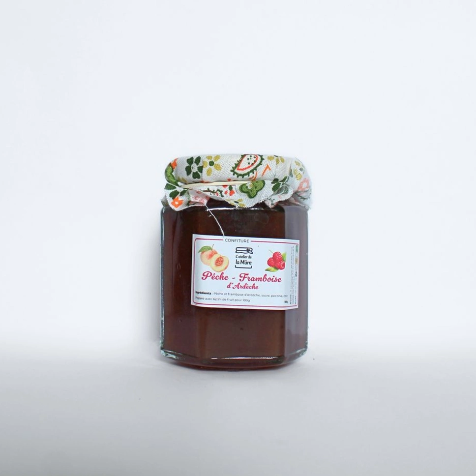 Confiture Extra Pêche et Framboise d'Ardèche - 100 g
