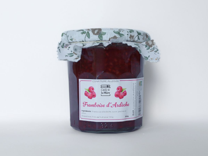 [138] Confiture Extra Allégée en sucre 350g - Framboise d'Ardèche