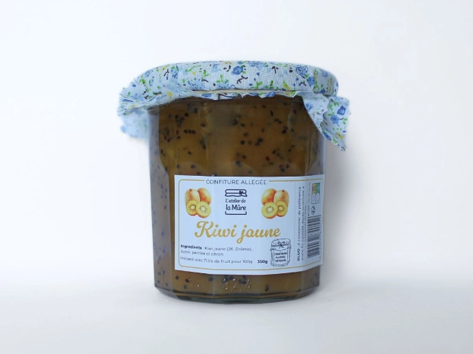 [141] Confiture Extra Allégée en sucre 350g - Kiwi Jaune d'Ardèche
