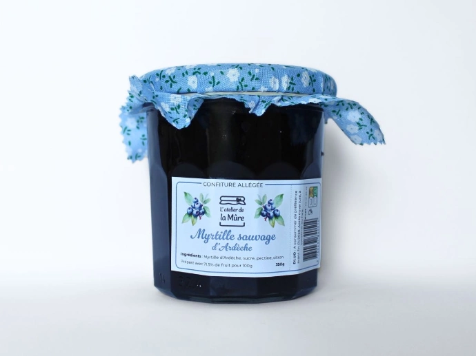 [142] Confiture Extra Allégée en sucre 350g - Myrtille sauvage d'Ardèche