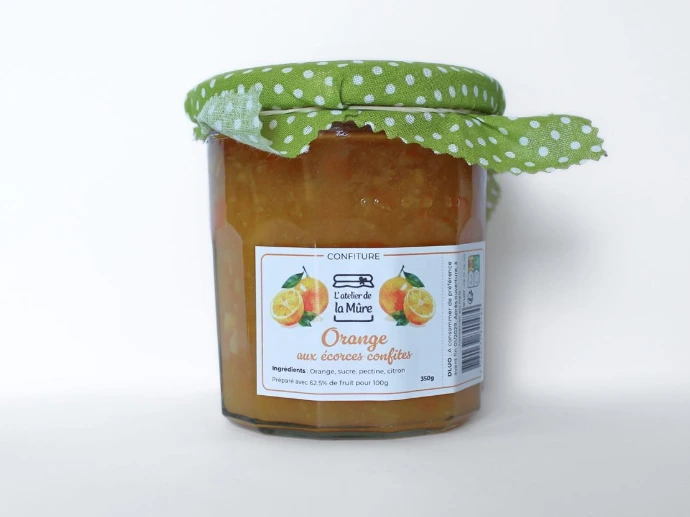 [5] Confiture Extra 350g - Orange aux écorces confites
