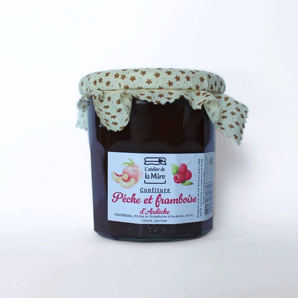 Confiture Extra Pêche et Framboise d'Ardèche - 350 g